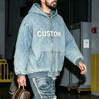 Sweat à capuche zippé streetwear personnalisé orné de perles, en molleton épais, délavé à l'acide, style vintage oversize unisexe Y2K