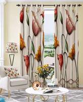 Rideau de fenêtre imprimé floral vintage personnalisé oeillets en polyester occultants pour le salon Europe noir impression numérique de fleurs personnalisées