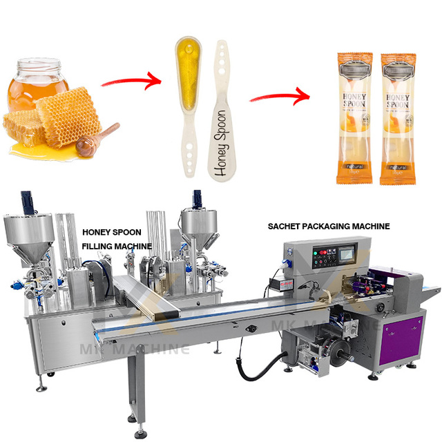 Automatic Honey Spoon Complete Packaging Machine One Out of Two Honey Spoon Filling and Sealing Machine