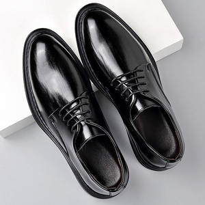 Chaussures habillées en cuir noir haut de gamme pour homme, automne-hiver, polyvalentes, à bout pointu, à lacets, semelle en cuir souple, pour costume - Product Image 5