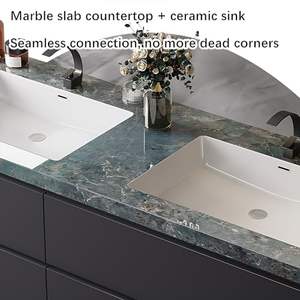 Unit kabinet kamar mandi tahan air <span class=keywords><strong>Vanity</strong></span> Floating inci Amerika Modern baru 2025 dengan meja rias untuk Hotel - Product Image 5