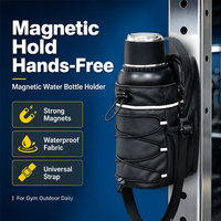 Sac de transport magnétique pour bouteille d'eau en polyester avec panneau arrière magnétique, capacité 5 kg, cordon élastique réfléchissant, poche en filet, pour extérieur et bureau
