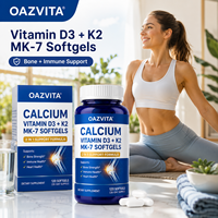 Complément alimentaire OEM Halal Calcium Vitamine D3 K2 MK7 en gélules pour la santé osseuse et immunitaire 5000 UI 10000 UI 2 en 1 Vitamine D3 K2 Gélules