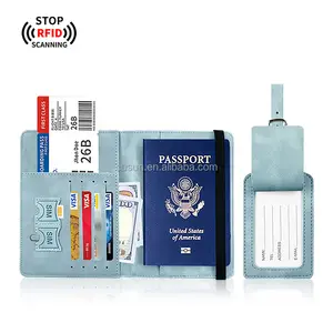 Prezzo di fabbrica Logo personalizzato RFID pelle di credito antimagnetica borsa passaporto portabile Set di etichette porta porta carta portafoglio