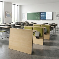 Chaise d'université en bois au design moderne avec tablette d'écriture, bureau scolaire avec coussin, 3 tiroirs, ensembles scolaires ignifuges