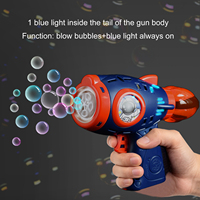 Ensemble de pistolets à bulles LED pour fête d'anniversaire avec design fusée à 5 trous, lampe LED bleue pour les fêtes d'enfants, fournisseur direct en gros