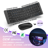 Combo de teclado y ratón BT plegable ultradelgado de 65 teclas con retroiluminación LED tipo mini gran oferta para uso en la Oficina y el hogar
