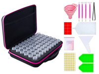 Boîte de rangement 60 pièces pour bouteilles en plastique, kit de bijoux pour peinture diamant, outils à ongles, conteneur de perles, pot, étui à fermeture éclair, respectueux de l'environnement