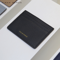 Dompet Kartu Kulit Sapi Motif Pebble Hiram Beron, Hadiah Promosi OEM ODM Grosir
