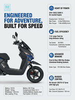 Scooter à essence Euro 5 125cc, moteur GY6 4 temps refroidi par air, système EFI, frein à disque avant et arrière CBS, vitesse de 80 km/h pour les trajets quotidiens