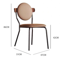 Chaise de salle à manger moderne en similicuir rembourrée avec dossier rond pour salle à manger et restaurant