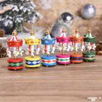 Mini carrousel en bois, ornement suspendu, peint à la main, décoration de sapin de Noël, cheval de carrousel vintage pour cadeau de fête, OEM