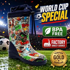 <span class=keywords><strong>Botas</strong></span> <span class=keywords><strong>de</strong></span> Lluvia Ligeras <span class=keywords><strong>de</strong></span> Goma Natural para Niños, con Estampado <span class=keywords><strong>de</strong></span> Fútbol, Cuello con Cordón, Impermeables, Tipo Wellington, OEM ODM - Product Image 6