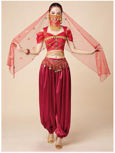 Cosplay de mujer <span class=keywords><strong>Aladdin</strong></span> <span class=keywords><strong>Jasmine</strong></span> Princess Bollywood Danza del vientre Fiesta de Halloween Disfraces de actuación Top con pantalones Traje - Product Image 6