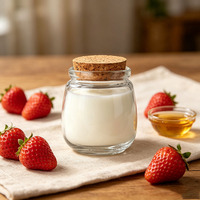 Pot en verre pour yaourt 100ml 200ml 300ml, pot en verre rond transparent pour pudding et dessert avec bouchon en liège, pot de conservation alimentaire, vente en gros