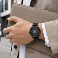 Montre de mode créative pour homme avec boussole, design à aiguille unique, bracelet en alliage et acier inoxydable, mouvement à quartz, étanche 30M