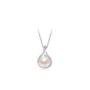 Collier et boucles d'oreilles en argent sterling S925 avec grande perle d'eau douce naturelle, joli collier pour maman - Product Image 1