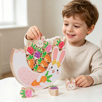 Nouveau jouet d'équilibre en bois Montessori en forme de lapin, jeu de blocs à empiler, coordination œil-main, jouet d'apprentissage précoce pour les garçons et les filles d'âge préscolaire