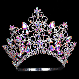6.5" Beauty Pageant <strong>Crown</strong> AB Rhinestone Crystal Beauty Princess <strong>Tiara</strong> Party <strong>Personalized</strong> <strong>Crowns</strong> - Product Image 1