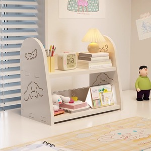 Oumeme – étagère à livres en forme de dessin animé, 2 niveaux, en bois et plastique composite, support de rangement de bureau pour étudiants, dortoir, bureau, organisation du bureau - Product Image 4