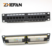 Zefan panel patch jaringan UTP RJ45 dudukan rak port 48 12 port panel patch panel patch 10 inci 1U CAT6/CAT5E/CAT6A