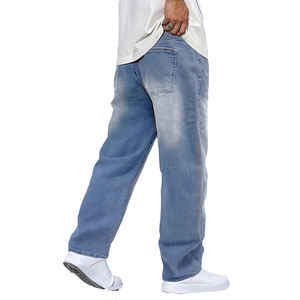 بنطلون جينز رجالي واسع الساق بتصميم عتيق متدرج اللون، بنطلون دنيم هيب هوب Y2K مغسول، ملابس الشارع الفضفاضة، بنطلون كاجوال - Product Image 4