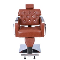 Fauteuil de Barbier de Luxe en Cuir PU, Pompe Hydraulique Robuste, Rotation à 360 Degrés, Design Contemporain pour Salon Commercial
