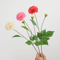 Bunga Gerbera Daisy Artificial Real Touch Grosir Pabrik dengan Batang Berbulu 49cm Dahlia Batang Tunggal untuk Dekorasi Pernikahan dan Rumah