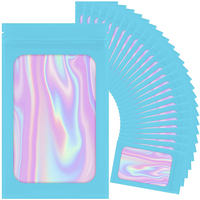6x10 cm Transparent Fenêtre Bleu Odeur Preuve Petit Baggies Emballage Porte-clés Feuille Sac Zipper Top Hologramme Doypack