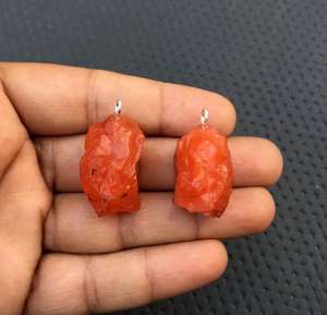 2 Pieces 92.5 Sterling Silver Pendant Natural Carnelian Rough <b>Orange</b> Gemstone Jewelry <b>Gift</b> Top Quality Manuracture - Product Image 5
