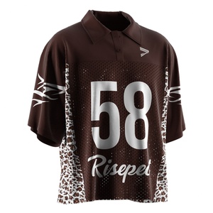 Camiseta Deportiva Retro de Fútbol Americano con Cuello Polo, Bordado, Estilo Vintage, Tejido de Malla con Tejido de Punto Brillante para Atuendos Modernos - Product Image 5