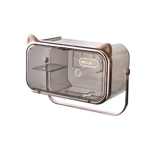 Jinxu logam baja nirkarat hitam rak telepon tutup kotak penyimpanan rak tisu kertas Toilet pemegang gulungan dengan kotak penyimpanan