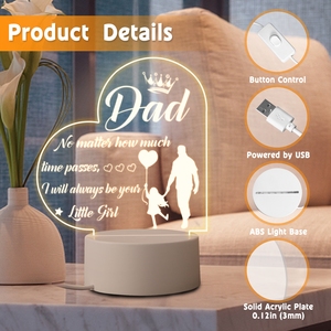 Día del <span class=keywords><strong>Padre</strong></span> <span class=keywords><strong>cumpleaños</strong></span> Regalos de Acción de Gracias para papá de hija hijo personalizado acrílico 3D LED luz de noche decoración de dormitorio - Product Image 4
