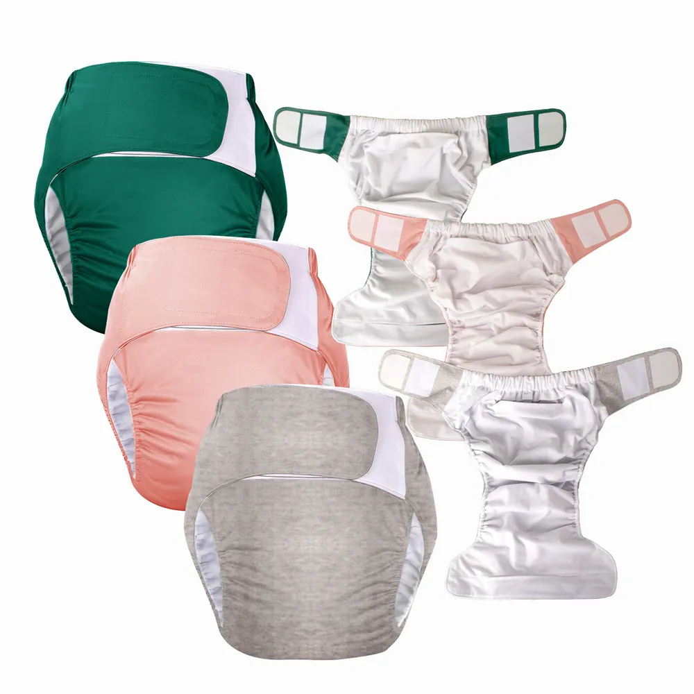 Reusable Unisex Adult Cloth Diaper Pants Incontinence Elderly 500-1000Ml Washable 35Kg-100Kg Nappy Inserts Cover