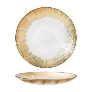 Assiettes de présentation en verre or, argent, rose pour événements, location en gros, mariage, service de table - Product Image 1