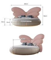 Lit rond en cuir de luxe moderne italien, forme papillon, pour chambre principale ou hôtel/salon
