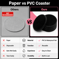Sous-verres personnalisés OEM ODM en feutre et PVC pour boissons, tapis de protection en feutre et PVC pour tasses, pour la maison, le bar, le café, l'hôtel
