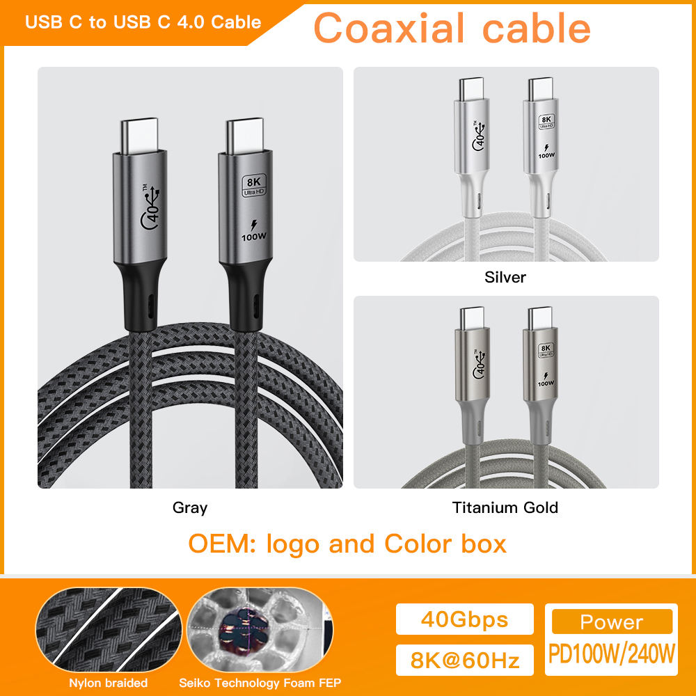 Gris [Câble coaxial C TO C 4.0 8K60Hz]