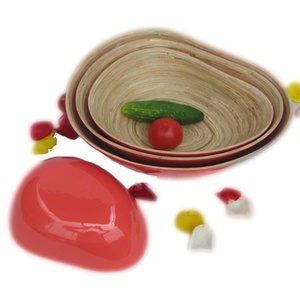 Juego de cuencos de sopa y ensalada de bambú de laca vietnamita, juego de cuencos de bambú hilado en forma de soja para almacenamiento y servicio de alimentos - Product Image 1