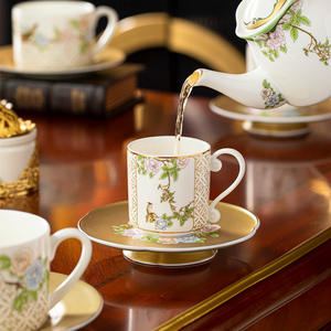 Article très vendu : Ensemble tasse et soucoupe en porcelaine fine, style rétro de luxe, pour le thé de l'après-midi et le <span class=keywords><strong>café</strong></span> - Pack cadeau en gros - Product Image 4