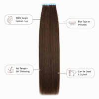 Aggiungi Lunghezza e Volume a Tutti i Tipi di Capelli, Facile Applicazione, Nastro Adesivo Morbido per la Pelle, Estensioni di Capelli Umani Vergini con Nastro Adesivo.