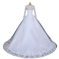 Nouvelle Robe de Mariée Blanche Pure à Manches Longues en Dentelle, Modèle 2022, Robe de Bal de Mariée Sexy avec Traîne