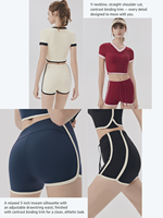 Conjunto Deportivo Personalizado EnovStars de 6 Piezas para Mujer, Top Corto de Manga Corta y Pantalones Cortos, Ropa Deportiva para Tenis, Yoga, Gimnasio, Conjunto Fitness