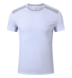 Style d'été T-shirts de fitness en polyester à séchage rapide pour hommes, surdimensionnés, courts, brodés, légers, sans doublure, à motif solide, tricotés - Product Image 1
