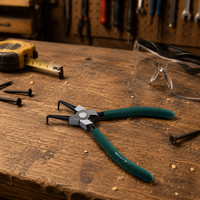 Changlu CL603007 Internal Circlip Pliers Bent Tip Retaining Ring Tool Chrome Molybdenum Steel Green Handle