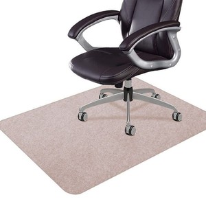 Office Chair <b>Mat</b> Rectangle Solid Color Light Gray Polyester Fiber Home Use Anti <b>Slip</b> Floor Protector - Product Image 3