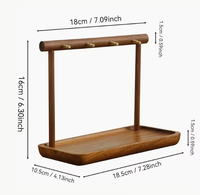 Porte-clés multifonction moderne en bois avec plateau, 5 crochets, finition brillante, support pour clés de table pour salon