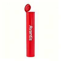 Tube en plastique gris de 116 mm avec couvercle à rabat CR, logo et étiquette personnalisés, format king size pour emballage de papier à rouler de 109 mm