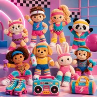 Mascota de Peluche Personalizada, Set de Fitness Retro de los 80, Colgante de Peluche con Forma de Gato, Panda, Perro y Conejo