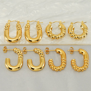 Zogxin Gold Plated Hoop Earrings Geometric Shape Unisex Everyday Wear - Product Image 2